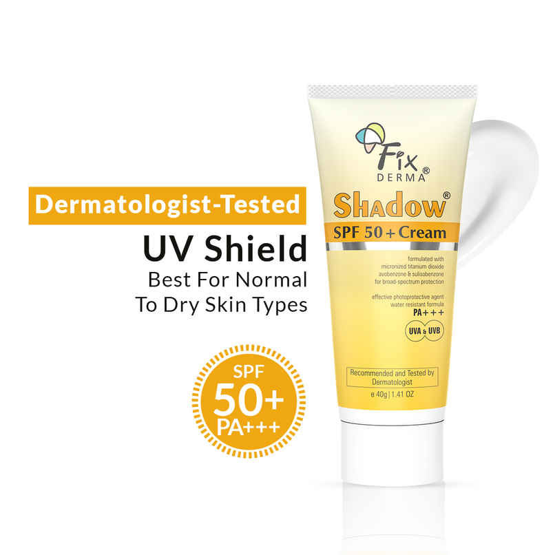 Fixderma Shadow Sunscreen SPF 50+ PA+++ Cream for Dry Skin, Light Weight & No White Cast