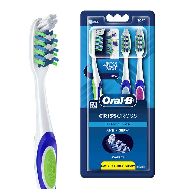 Oral-B Criss Cross Soft Toothbrush, Buy 2 Get 1 Free, Manual Toothbrush, For Adults Oral-B Criss Cross Soft Toothbrush, Buy 2 Get 1 Free, Manual Toothbrush, For Adults