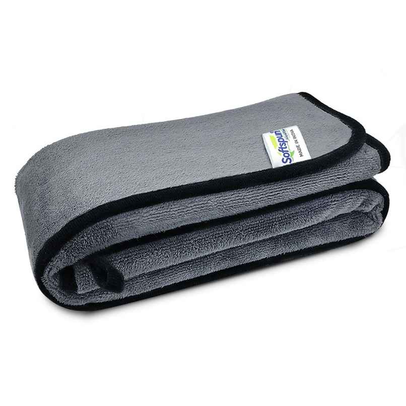 Softspun Microfiber Cleaning Cloth (500 GSM, 35x75cm, 1pc, Grey)