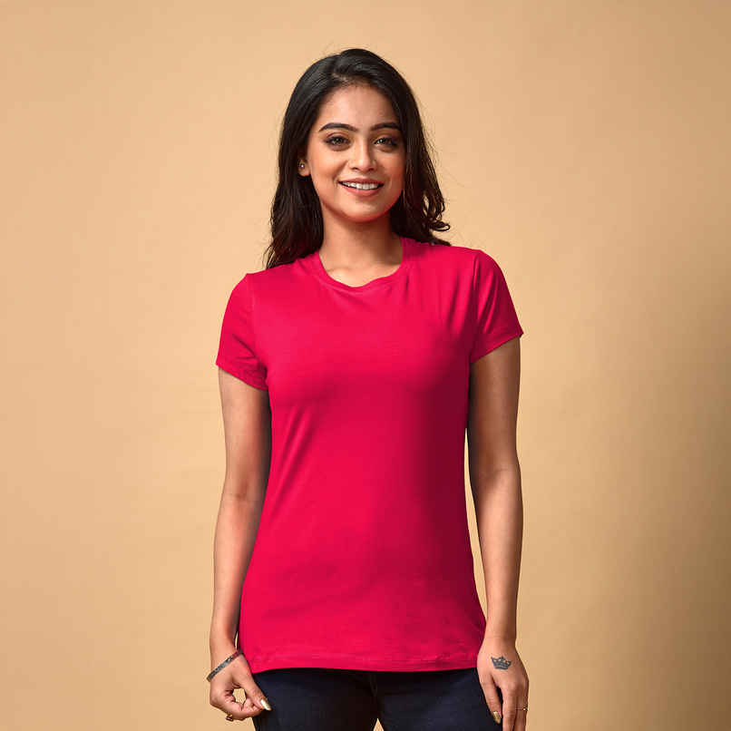 Lyra Women's T-shirt Round Neck Half Sleeve | Fuchsia - XXL