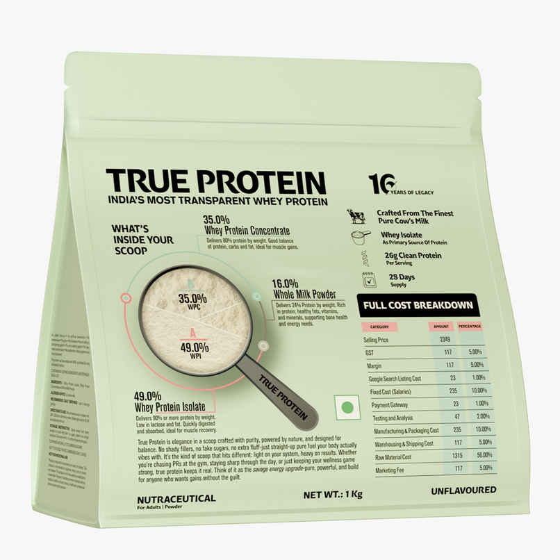 True Protein Made with Three Natural Ingredients Only | Unflavoured