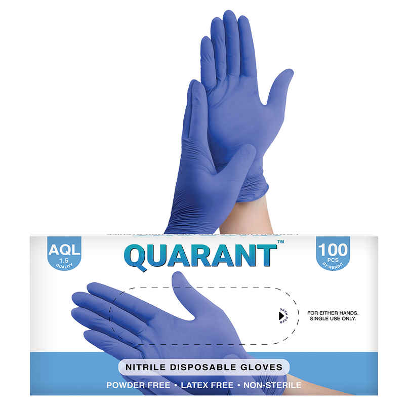 Quarant Nitrile Disposable Hand Gloves | Powder-Free, Medium Quarant Nitrile Disposable Hand Gloves | Powder-Free, Medium