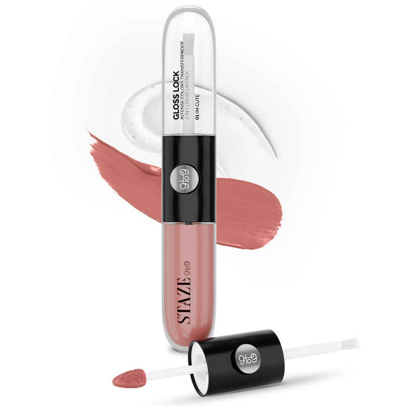 Staze Gloss Lock 2-in-1 Liquid Lipstick + Clear Gloss | Transferproof | 02 Im Pretty | 7g Staze Gloss Lock 2-in-1 Liquid Lipstick + Clear Gloss | Transferproof | 02 Im Pretty | 7g