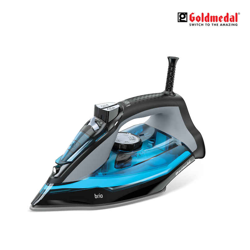 Goldmedal Brio 2200W Steam Iron, 5 Fabric Setting, Indicator Lamp for Heating | Blue & Black