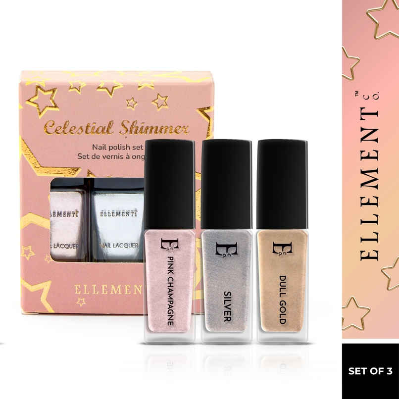 Ellement Co. Celestial Shimmer Nail Polish Kit | Shimmery Glam Shades | Long-Lasting Gloss