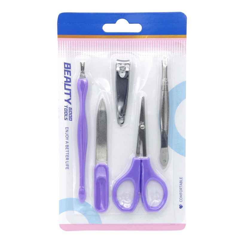 Manicure Pedicure Kit 5 In 1 | Nail Clipper, Nail Filer, Scissors, Tweezer & Cuticle Remover (Colour May Vary)