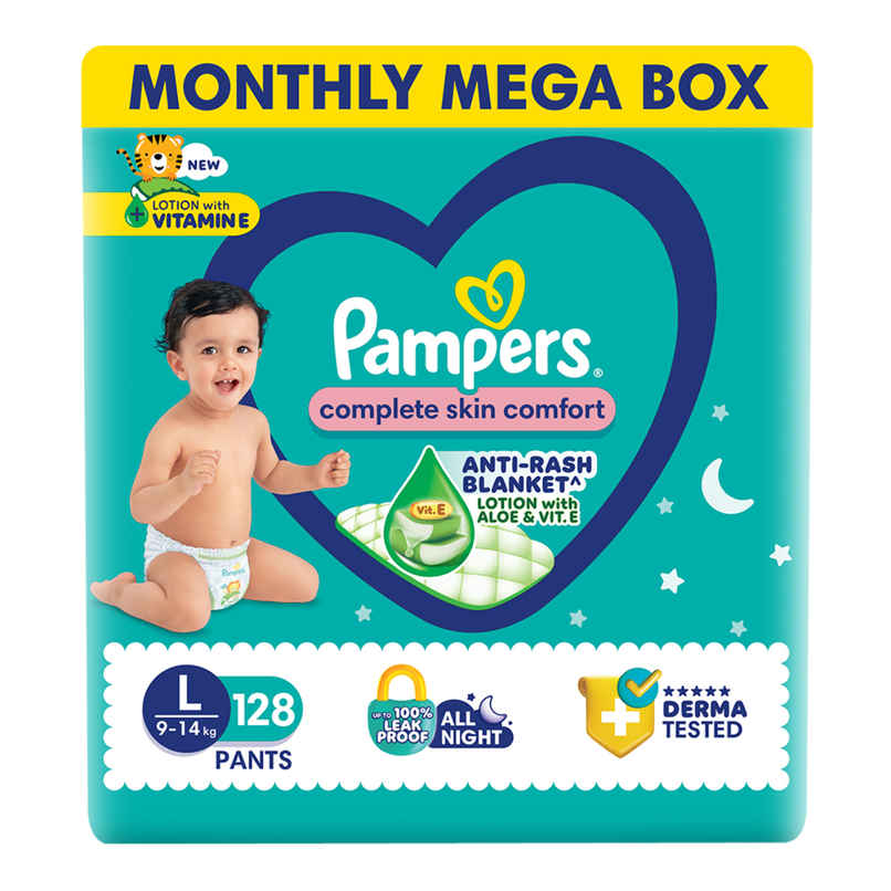 Pampers All Round Protection Baby Diapers | Pant Style | L | 128 pcs Pampers All Round Protection Baby Diapers | Pant Style | L | 128 pcs