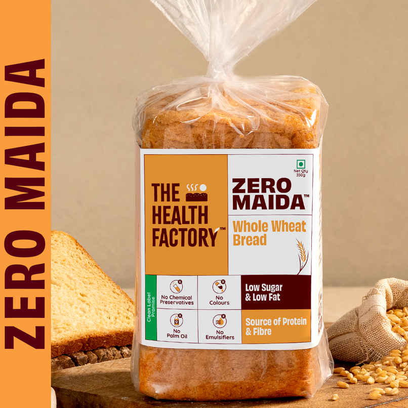 The Health Factory Whole Wheat Bread | Zero Maida | Source of Protein & Fibre The Health Factory Whole Wheat Bread | Zero Maida | Source of Protein & Fibre