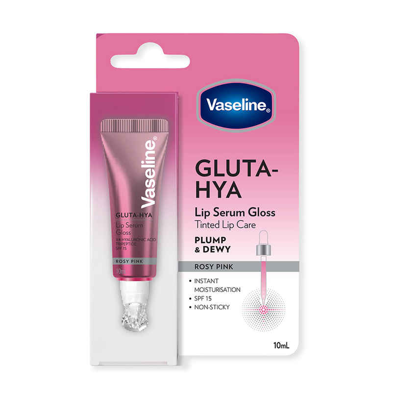Vaseline Gluta-Hya Rosy Pink Lip Serum Gloss | 4X Hyaluronic Acid & Tripeptide | SPF 15