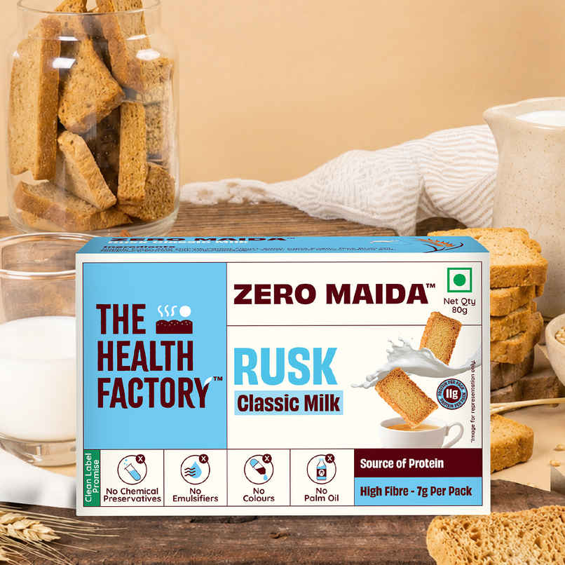 The Health Factory Zero Maida Rusk - Classic Milk Rusk The Health Factory Zero Maida Rusk - Classic Milk Rusk