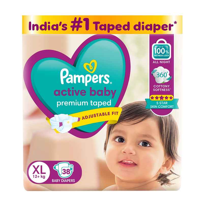Pampers Active Baby Diapers | Taped Style | XL | 38 pcs