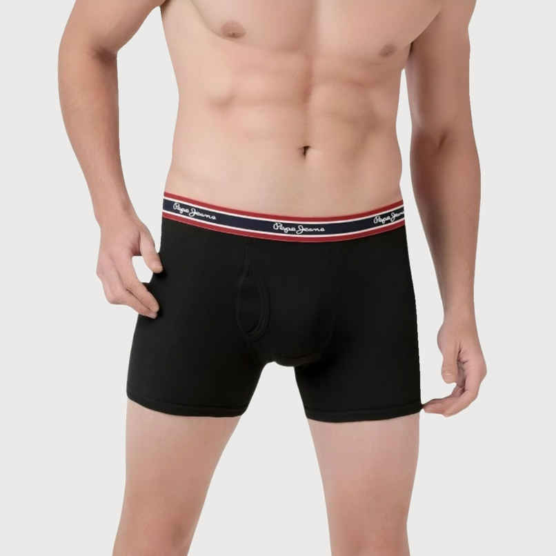 Pepe Jeans Mens Black 100% Cotton Solid Trunk - Pack of 2 (S) Comfort Fit, Soft Fabric