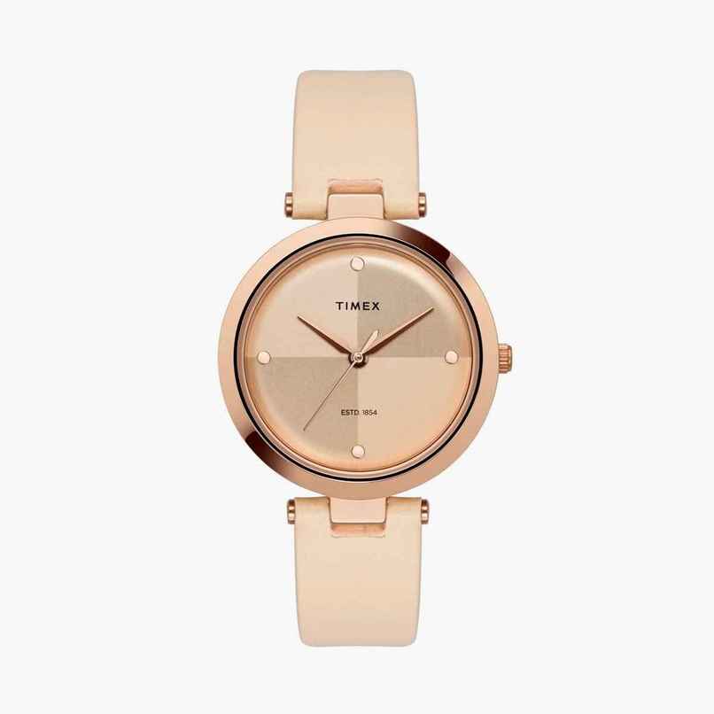 TIMEX Women's Rose Gold Round Dial Analog Watch - TWEL11817