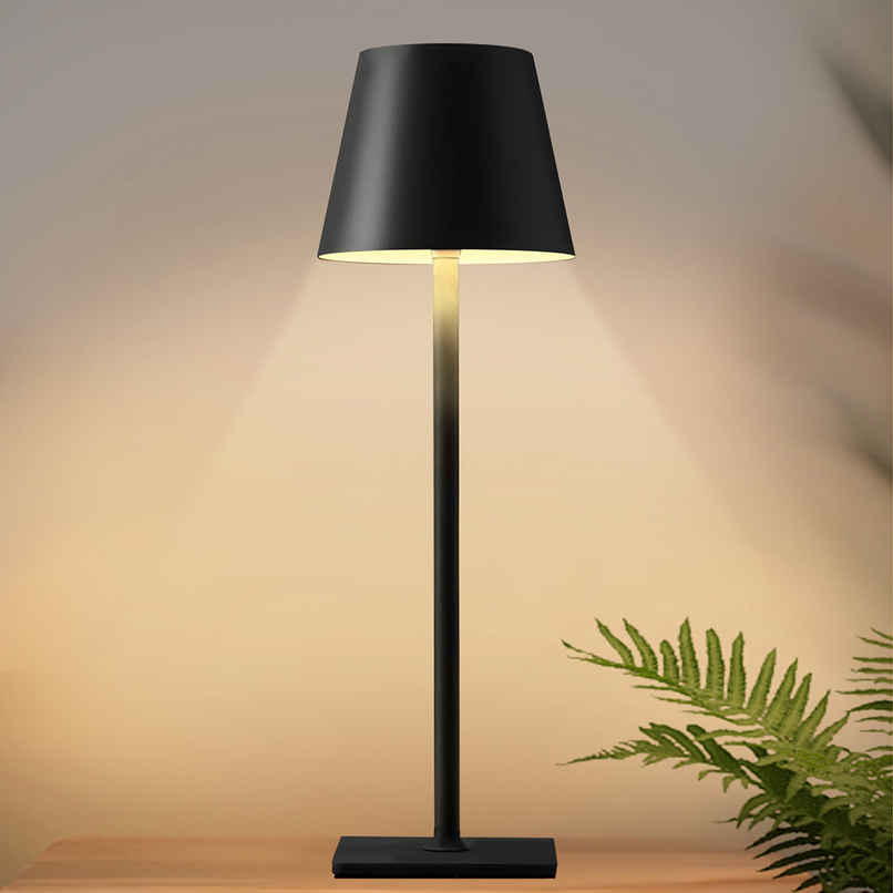 Homesake Touch Lamp | Modern Desk Lamp | Warm Light | Black Frustum Shade
