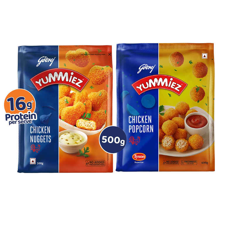 Godrej Yummiez Chicken Nuggets (500g) & Yummiez Chicken Popcorn Pou (400g) Combo