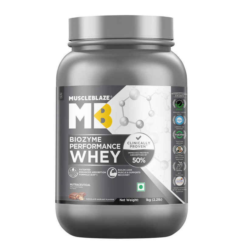 MuscleBlaze Biozyme Performance Whey Protein Powder (Chocolate Hazelnut)