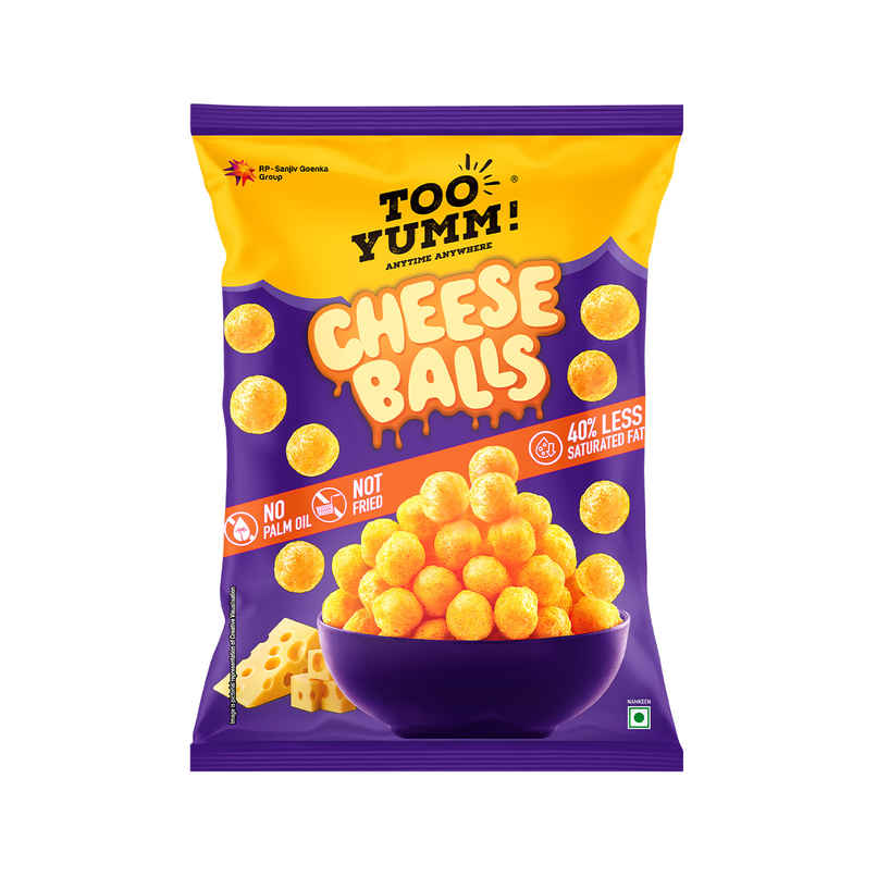 Too Yumm Extra Cheesy & Crunchy Cheese Balls, 40% Less Saturated Fats, No Palm Oil Healthy Puffs