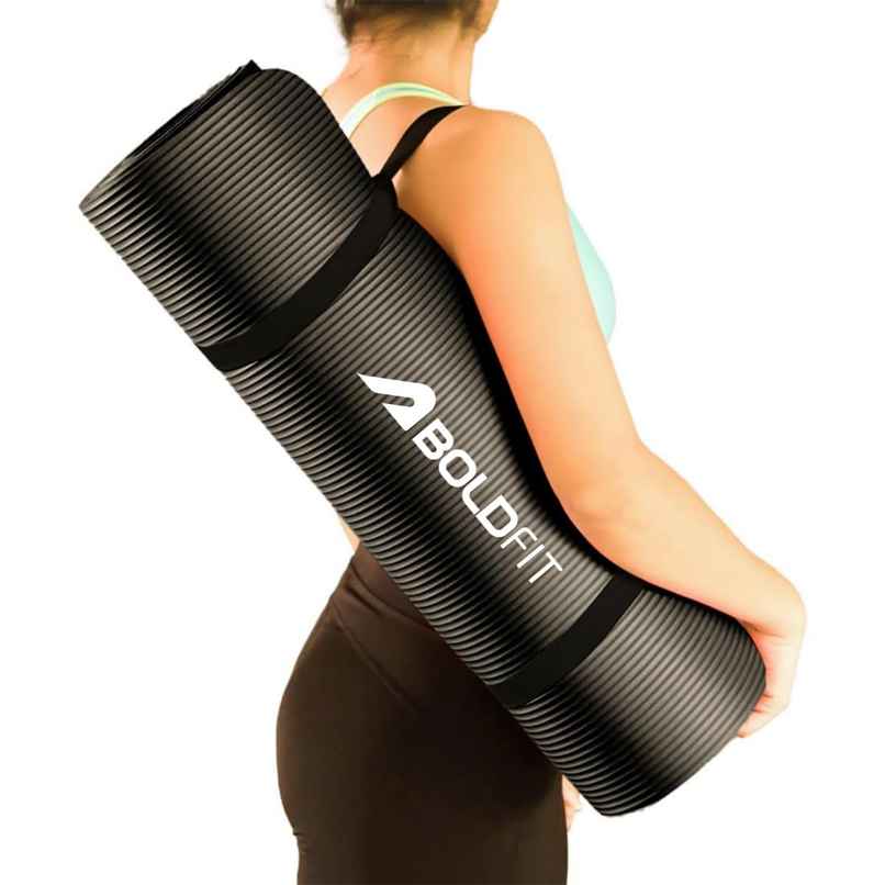 Boldfit Yoga Mat For Women And Men With Cover Bag Nbr Material Extra Thick 8Mmblack