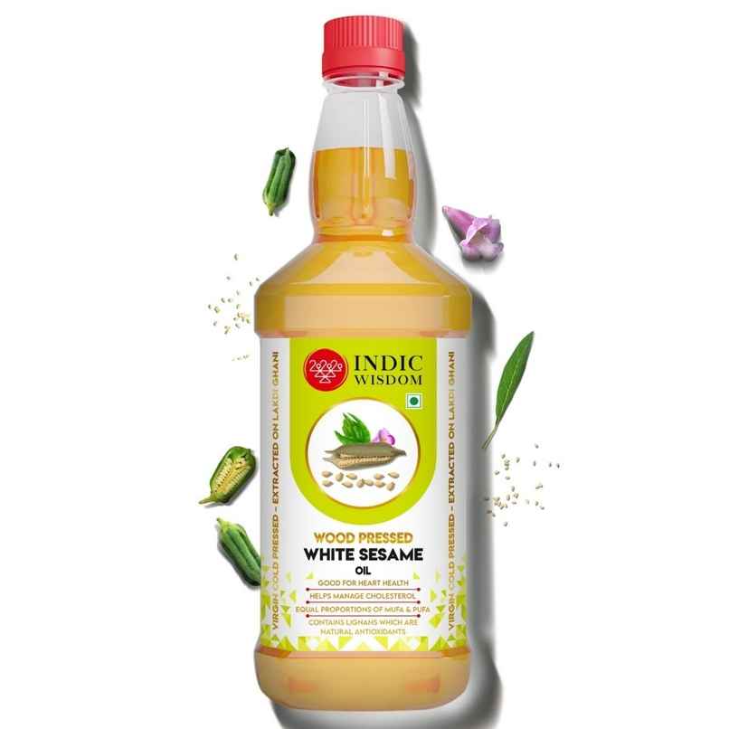 Indic Wisdom White Sesame (Til-Gingelly) Wood Cold Pressed Oil | Extracted on Wooden Churner