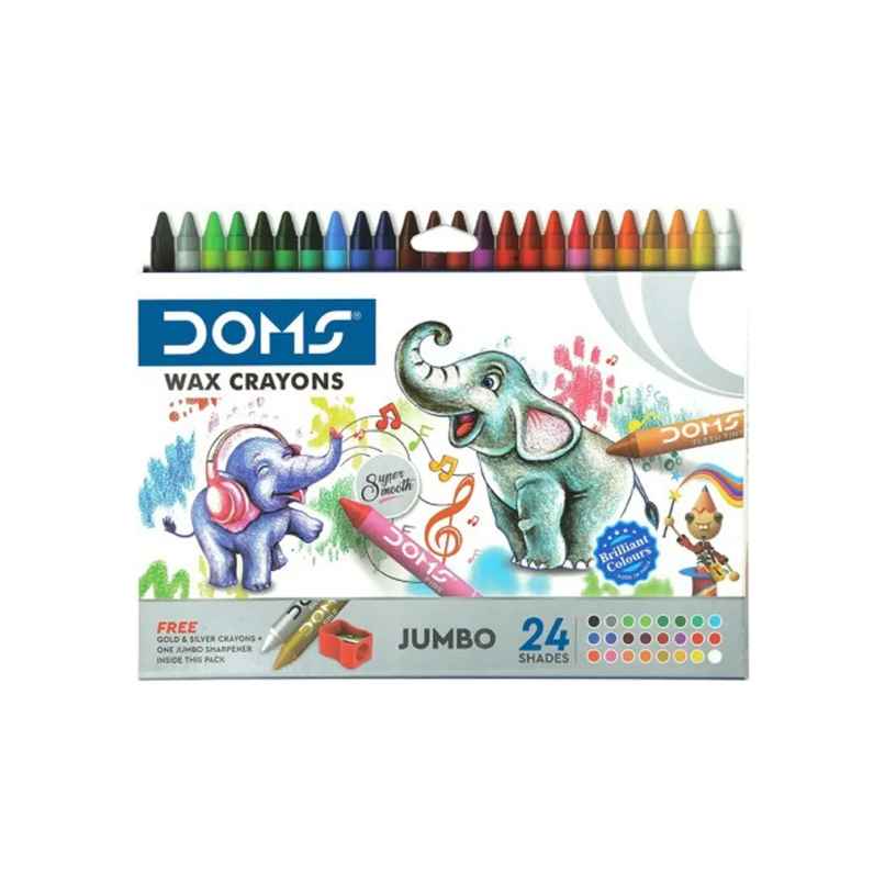 Doms Jumbo 24 Shades Wax Crayons | Classic Art Crayons Pack