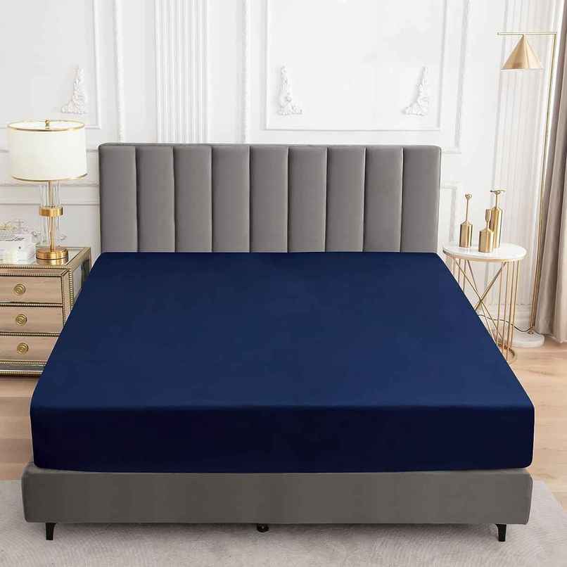 BAY6 Blue Terry Cotton 220 GSM Waterproof Mattress Protector For King Size Bed