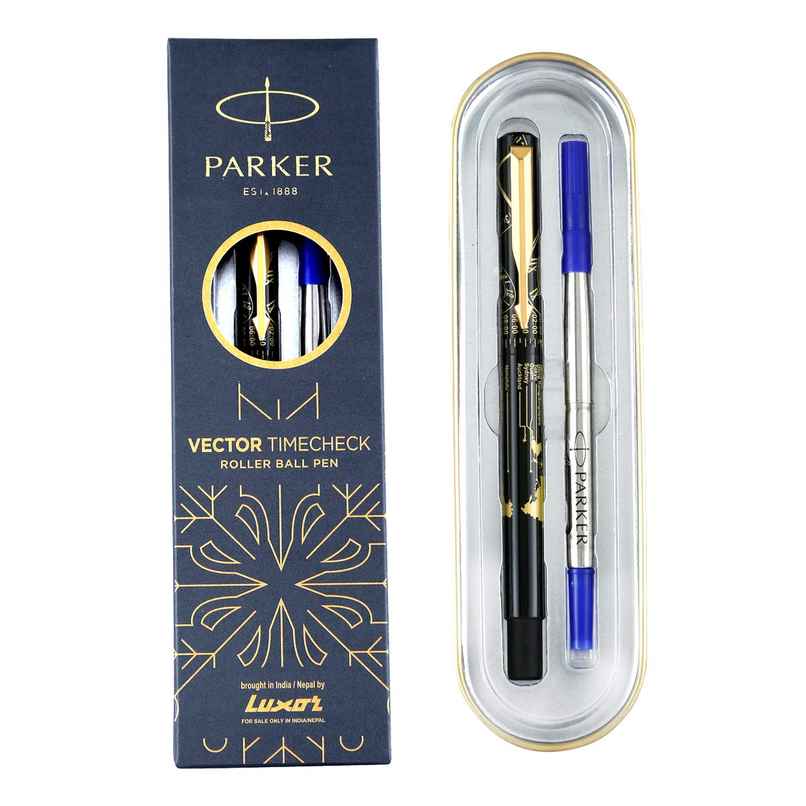 Parker Special Edition Vector Time Check Gold Trim Roller Ball Pen | Blue Parker Special Edition Vector Time Check Gold Trim Roller Ball Pen | Blue