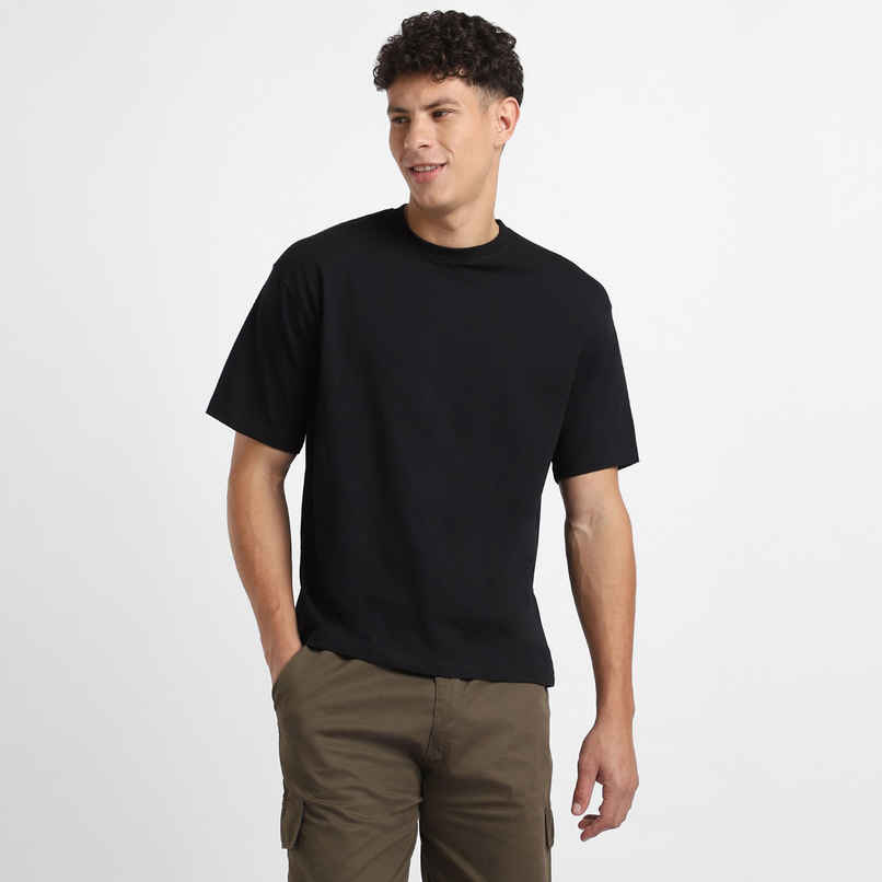 Nobero Men's Oversized Solid T-shirt | Black - L Nobero Men's Oversized Solid T-shirt | Black - L