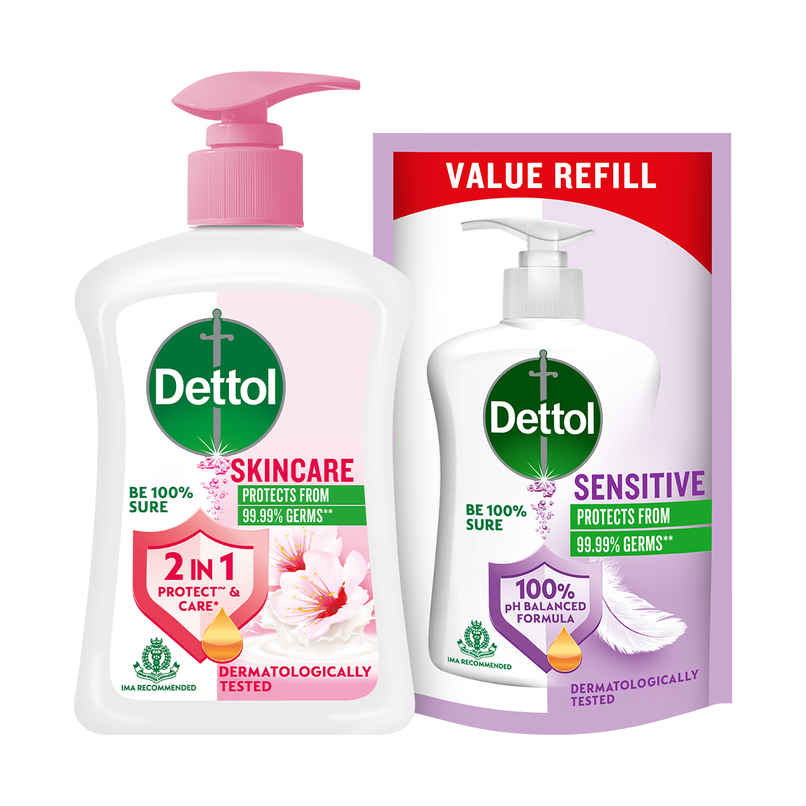 Dettol Original Liquid Hand Wash Pump With Free Handwash Refill | 99.99% Germ Protection