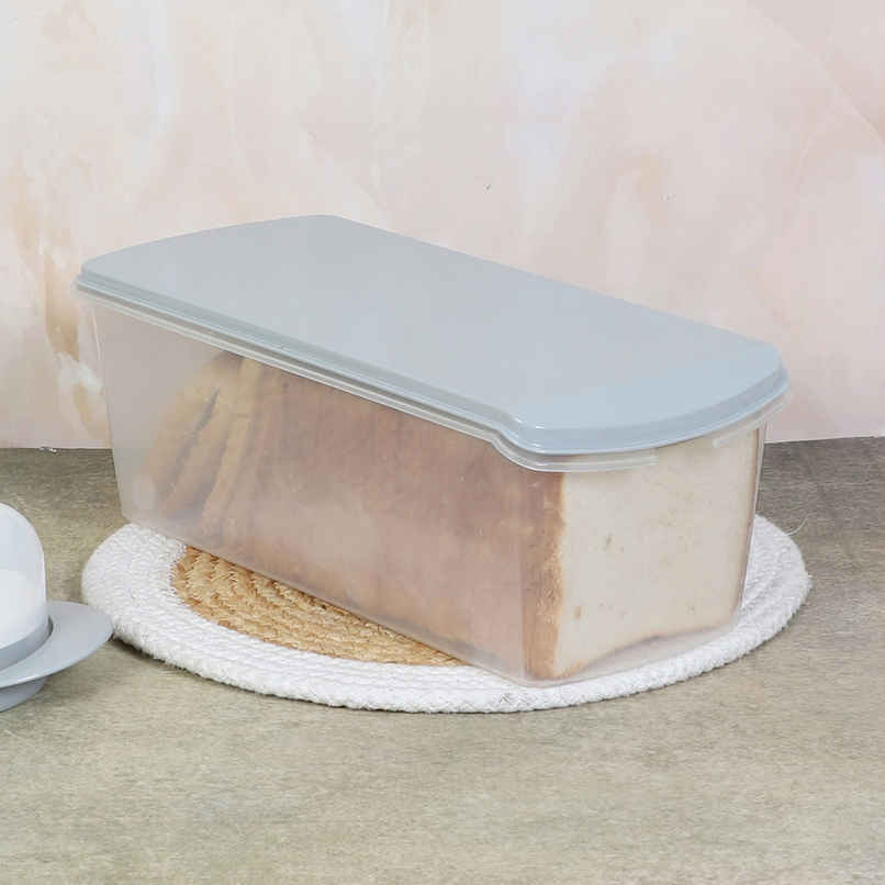 Gluman Plastic Storage Bread Box Container & Organizer Set | Grey