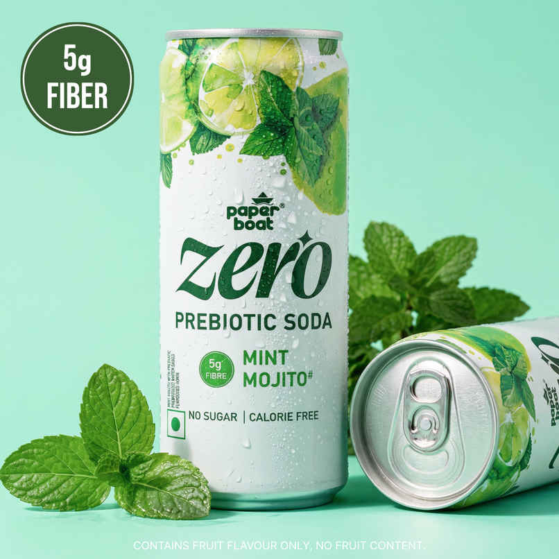 Paper Boat Zero Prebiotic Soda Mint Mojito, 5g Fibre, Caffeinated Sugar Free Cold Drink Paper Boat Zero Prebiotic Soda Mint Mojito, 5g Fibre, Caffeinated Sugar Free Cold Drink