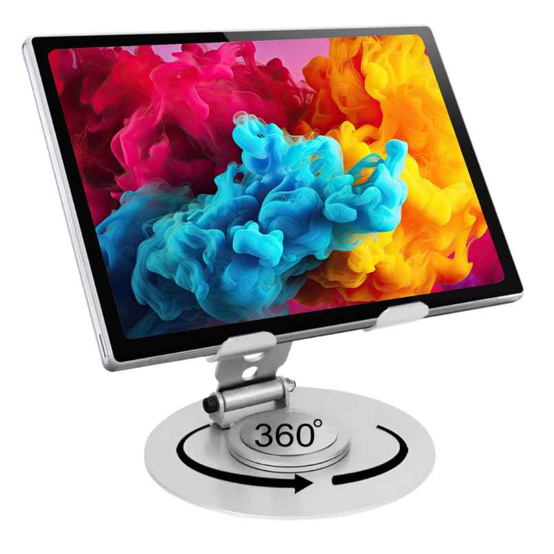 Elfora Heavy Metal Adjustable Tablet Stand Holder for iPad and Tablets | Sliver