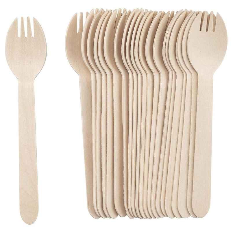 Birch Wood Disposable Spork | 160 mm