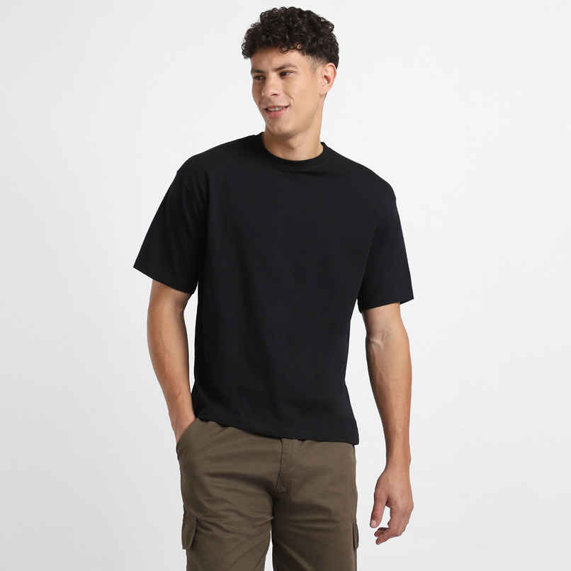 Nobero Men's Oversized Solid T-shirt | Black - M Nobero Men's Oversized Solid T-shirt | Black - M