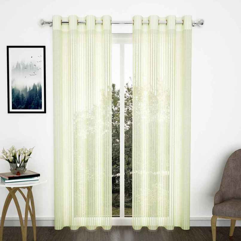 Story@Home Transparent Polyester Zic Zac 2 Unit Door curtains | Cream Story@Home Transparent Polyester Zic Zac 2 Unit Door curtains | Cream