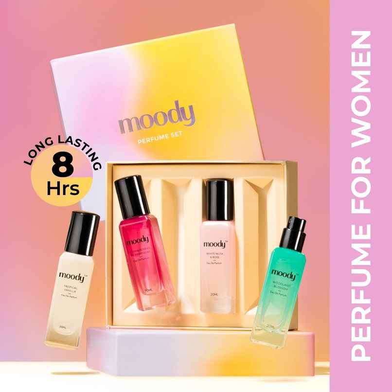 Moody Perfume Giftset of 4 for Women | Perfume for Her | Rakhi Giftset Moody Perfume Giftset of 4 for Women | Perfume for Her | Rakhi Giftset