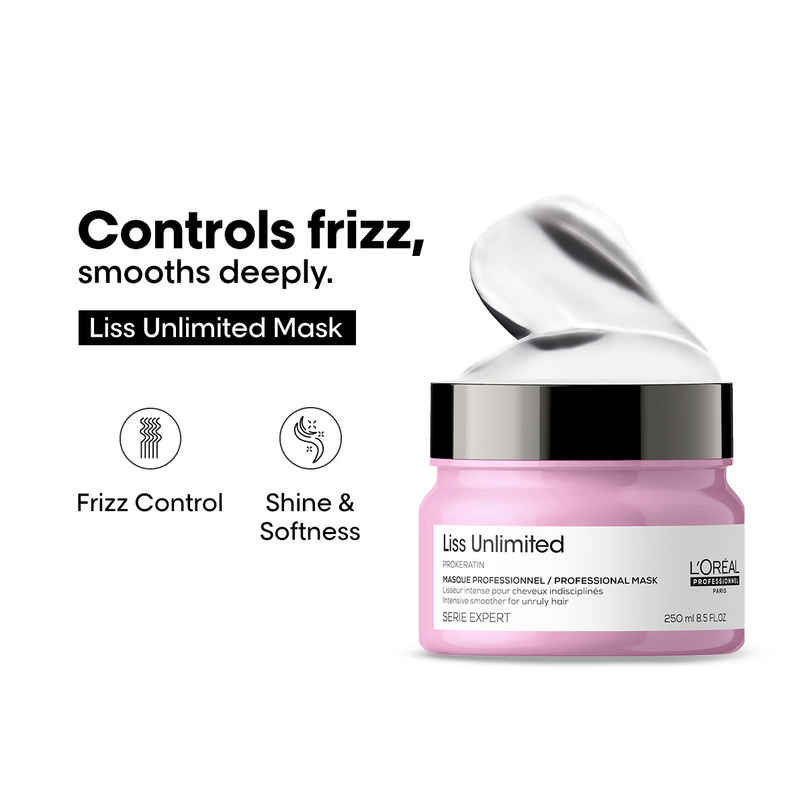 L'Oreal Professionnel Liss Unlimited Mask for Frizzy & Unruly Hair With Pro-Keratin L'Oreal Professionnel Liss Unlimited Mask for Frizzy & Unruly Hair With Pro-Keratin