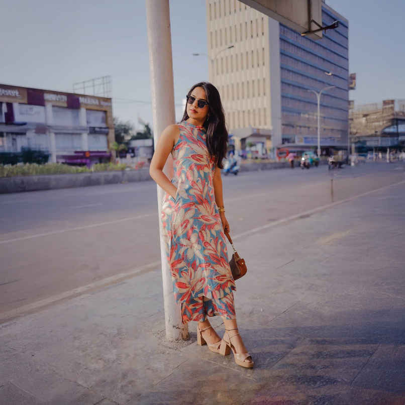 GoSriKi Women's Rayon Blend Straight Printed Kurta with Pant | Blue - XL