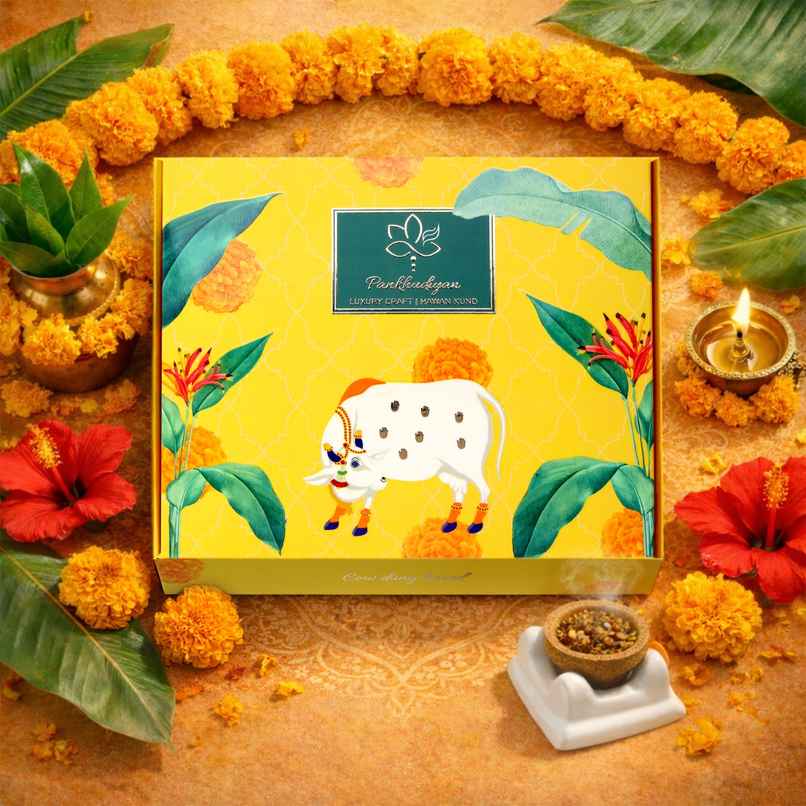 Pankhudiyan Natural Sambrani Havan Cups Cow Dung Based + Ceramic Holder