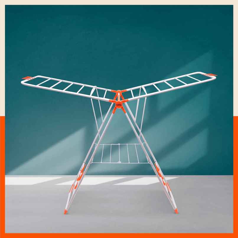 Bathla Foldable Cloth Drying Stand for Home - Neo | Steel | Heavy Duty, Lightweight | Orange Bathla Foldable Cloth Drying Stand for Home - Neo | Steel | Heavy Duty, Lightweight | Orange