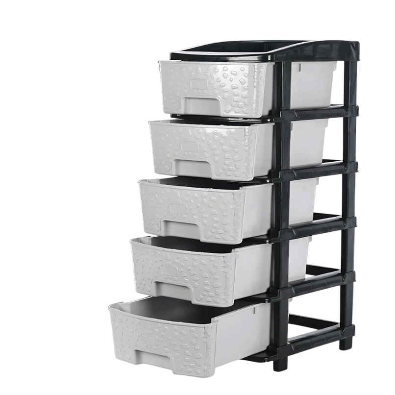 Kuber Industries Modular 5-Layer & 60 L Plastic Drawer Storage Organiser | Black & Grey Kuber Industries Modular 5-Layer & 60 L Plastic Drawer Storage Organiser | Black & Grey
