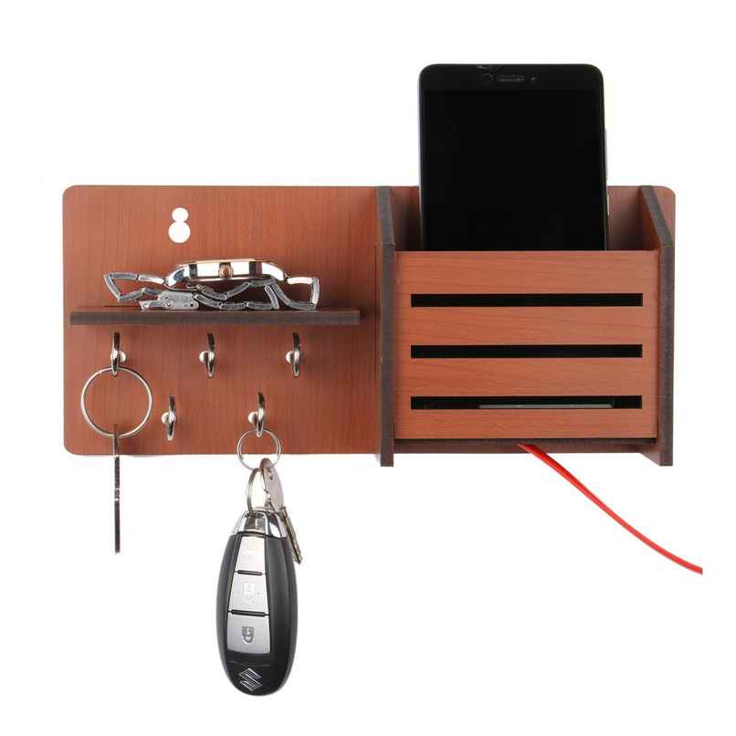 Casacraft by Pepperfry Brown Mdf Side-Shelf Pocket Key Holder Casacraft by Pepperfry Brown Mdf Side-Shelf Pocket Key Holder