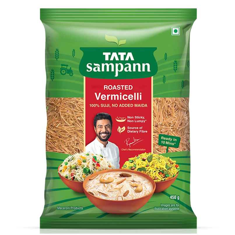 Tata Sampann Roasted Vermicelli | Protein Rich Seviyan | Made with Suji | No Added Maida Tata Sampann Roasted Vermicelli | Protein Rich Seviyan | Made with Suji | No Added Maida