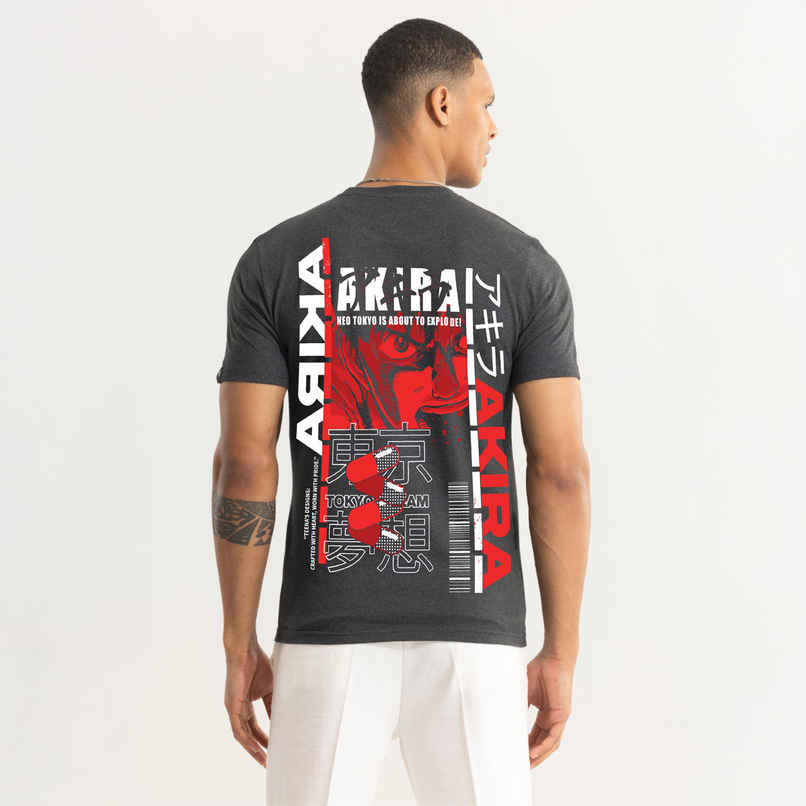 De Tees Men's Half Sleeve T-shirt | MHS-AKIRA | Charcoal Grey - M