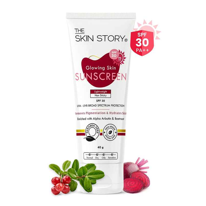 The Skin Story Sunscreen SPF 30 PA++ For Glowing Skin Hydrating Reduces Pigmentation Non-Sticky