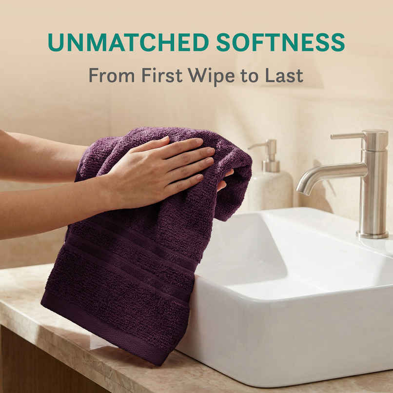 Mytrident Cotton Hand Towel | 400 GSM | Gym Towel Set - Black Currant