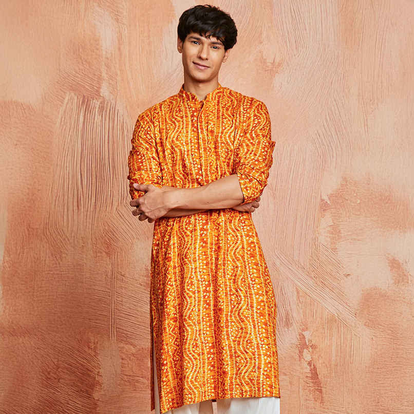 Vastramay Men's Rayon Kurta | Mustard - M