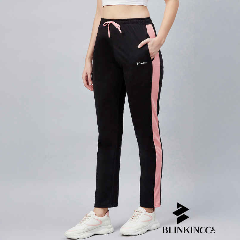 Blinkin Women's Cotton Color Block Pyjamas & Track Pants with Side Pockets | Black - M