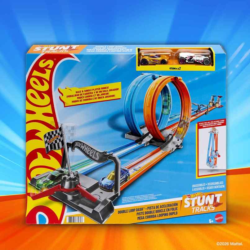 Hot Wheels Double Loop Dash Trackset with 2 Vehicles Hot Wheels Double Loop Dash Trackset with 2 Vehicles