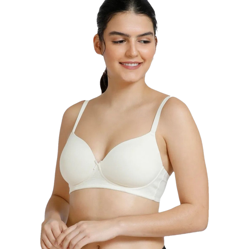 Zivame Women's Padded Non Wired 3/4th Coverage T-Shirt Bra | White - 36B
