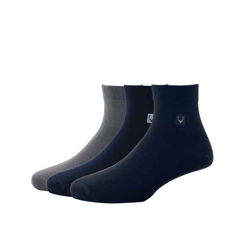Allen Solly Men's Cotton Quarter Crew Plain Socks - Dark Grey, Navy, Black Allen Solly Men's Cotton Quarter Crew Plain Socks - Dark Grey, Navy, Black